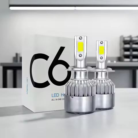 Ultra-Bright C6 LED Headlights - 72W 7200LM H4/H7/HB4 12V Low/High Beam Bulbs 2-Pack