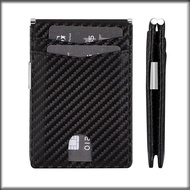 RFID Rotating Carbon Fiber 360°Ultra-Thin Casual Wallet European American Dollar Clip New Men's Card