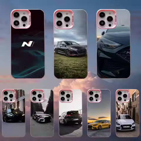 I20N I30N car Phone Case For iPhone 16,15,14,13,12,11,Mini,Pro,SE,MAX Pink Matte Silicone Cover