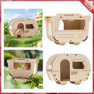 [Lszzx] Wooden Hamster Hideout Habitats Decor for Chinchilla Hamster Small Animals