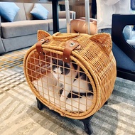 Trolley Cat Carrier Outdoor Portable Woven Cat Stroller Breathable Cat Cage Cat Box Outdoor Pet Stro