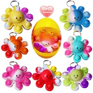 30Pcs Rainbow Bulk Ocean Octopus Mini Pop Backpack Keychain Toy for Student Prizes , Summer Party Fa