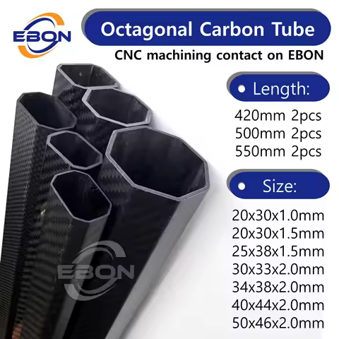 lot/2pcs Carbon Fiber Octagonal Tube 3K High Strength Composite 30x20mm 25x38mm 40x44mm Carbon Frame