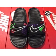 NIKE BENASSI JDI PRINT 黑綠 夜光 塗鴉 潑墨 拖鞋 CW2618-050