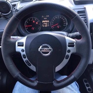 DIY Hand Stitched Car Steering Wheel Cover non-slip carbon fibre Genuine Leather For Nissan QASHQAI 