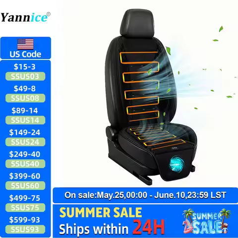 12V Car Cooling Heating Seat Cushion 2 In 1 Summer Cool＆Winter Heated Seat Cover With Fan Fast Blowi