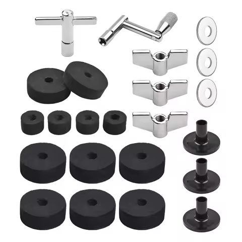 23pcs Cymbal Replacement Accessories Drum Parts with Cymbal Stand Felts Drum Cymbal Felt Pads Includ