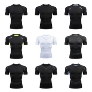 Men Compression Running T Shirt Fitness Tight Short Sleeve Tshirt