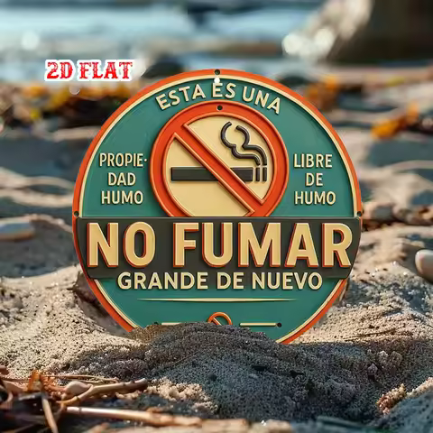No Smoking Spanish Sign 7.8x7.8 Inch Rustic Aluminum Metal Wall Art for Home Garage Cafe