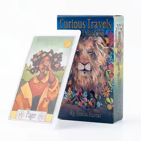 Curious Travels Tarot 79-Card Deck with Charming Watercolor Illustrations for Precognition & Divinat
