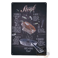 ป้ายสังกะสีวินเทจ วิธีทำ Beef Steak สเต็กเนื้อ ขนาด 20x30 ซม