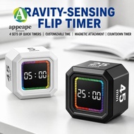 APPEAPE Digital Flipping Timer, Gravity Sensing Rechargeable Pomodoro Timer Cube,  5/10/25/40min Cus