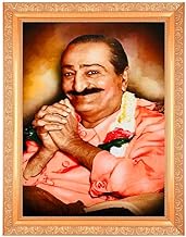 BM TRADERS Avtar Meher Baba Digital Print Photo In Golden Artwork Frame 11 x 14 Inch OR(27.94 X 35.56 Cm)