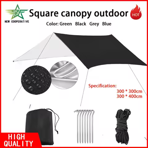 Shiyi Silver Coated Canopy Waterproof Sunproof Camping Tarp 3x3/3x4m, Multi-color For Outdoor