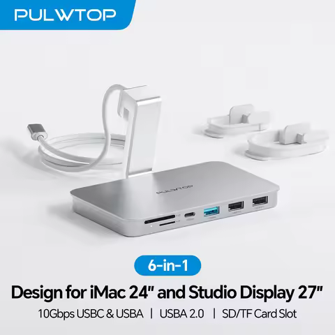 PULWTOP iMac Accessories for iMac M1/M3/M4 with USB A/C 10Gbps, 2 USBA 2.0, SD/TF for iMac24 inch & 