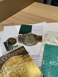 Rolex 18038 18k YG Daydate Gold Diamond Dial with Rolex YG President Band