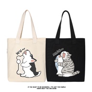 Bone-Holding Dog Cat Holding Fish Canvas Bag Shoulder Bag Messenger Bag Handbag Tote Bag Shopping Ba