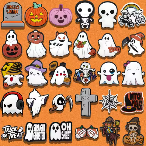1/30pcs Halloween Shoe Charms Ghost Witch Shoe Decorations Pins for Kids Men Women Party Accessories
