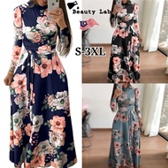 Women Floral Long Dress Wanita Baju Perempuan Wanita Lengan Panjang Baju Raya