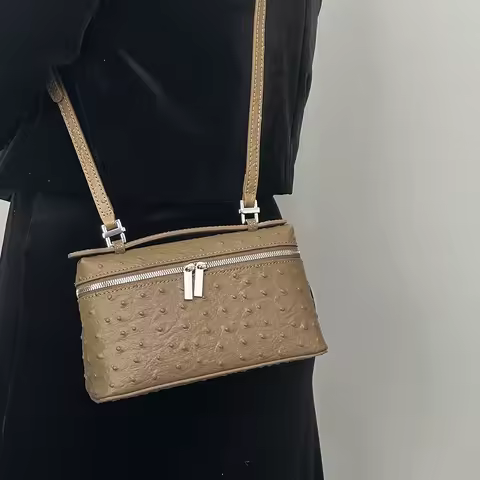 Mendy Women's Bag Ostrich Small Bag Cow Leather Shoulder Bags Crossbody Handbags Clutch Bag Luxury B