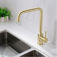 Stainless steel golden kitchen faucet wire drawing golden face basin wash basin table basin mixed kitchen hot and cold faucet