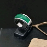 Stainless Steel Green Cat Eye Men's Ring. Cincin Steel Lelaki Dengan Batu Permata Mata Kuching Hijau.