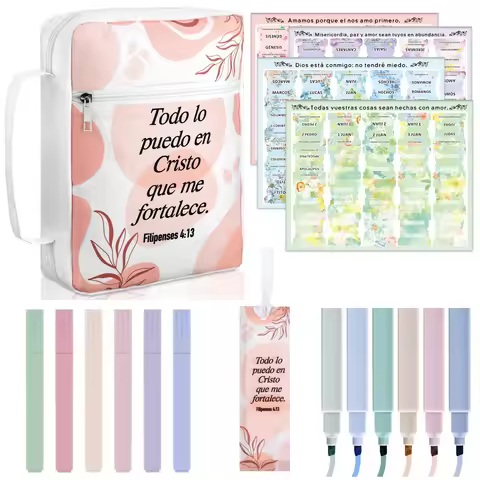 1pc Spanish Bible Cover Case, with 6 highlighter , 80 Large Print Laminated Spanish Bible Tabs,Book 