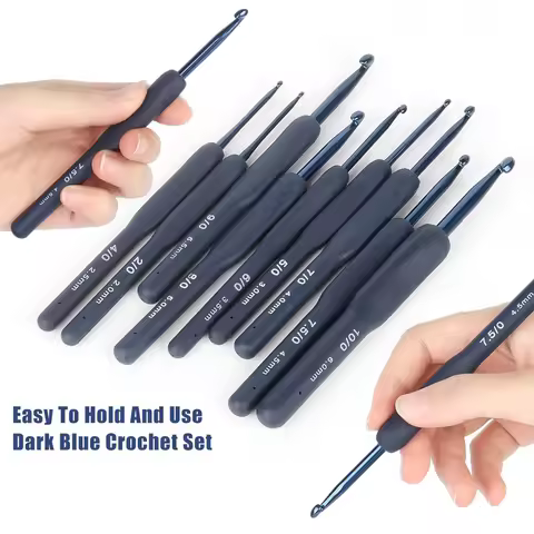 Dark Blue Crochet Hooks Ergonomic Soft Grips 2.0-6.0mm Crochet Set Aluminum Crochet Needle Ideal Gif