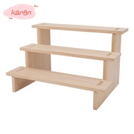 KANGN Display Stand Riser, Multifunctional Pine Wood 3 Tier Display Shelf, Display Racks Countertop 