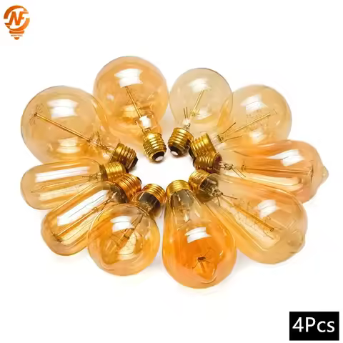 4Pcs Retro Edison Light Bulb E27 220V 40W Vintage Industrial Decor Filament Bulb Lamps A19 ST64 T10 