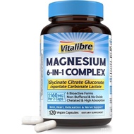 Magnesium Complex Supplement 6 in 1, 1160mg Chelated Magnesium for Max Absorption, Help with Better 