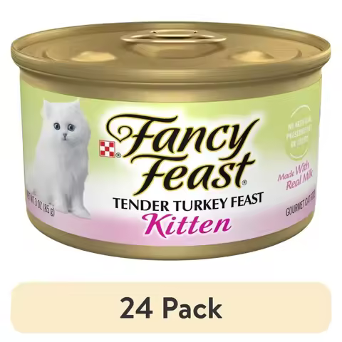 24 pack Purina Kitten Food, Wet Cat Food, Tender Turkey Feast, 3 oz Can