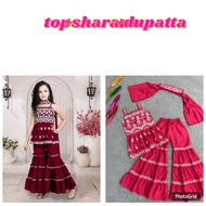 [PRE ORDER] { Top & Sharara With Dupatta Set KIDS 3PICS COLLECTION} SIZE:-7 YEARS TO 14 YEARS FABRIC