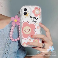 Casing Samsung A07 clear phone CASE flower Bead hanging rope Transparent shockproof phone cover