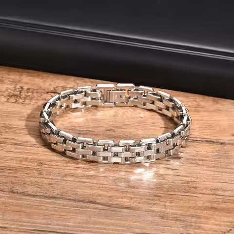 Chunky Stainless Steel Bracelets for Men Boys,19CM/21CM Silver Color Watch Band Bracelet,Luxuly Jewe