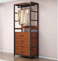 櫻桃傢俱 - （支持定制）衣帽架臥室架子組合衣櫥落地金屬挂衣架簡易開放式衣櫃80CM（A款）