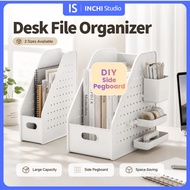 Desktop File Organizer with Side Pegboard Book Magazine Holder A4 File Storage Rack 2 Sizes