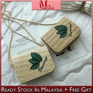 Ready Stock  MICOLE SB2376 Korean Straw Shoulder Bag Handbag Women Sling Bag Tote Bag Beg +