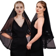 lu Wedding Veil Headscarf  Black Veil Bride Hair Accessoies Black Sheer