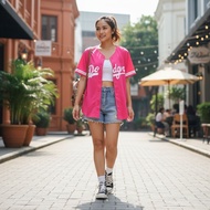 Dodgers pink Women's Baseball Jersey