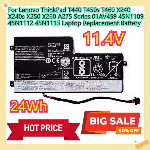 For Lenovo ThinkPad T440 T450s T460 X240 X240s X250 X260 A275 Series 01AV459 45N1109 45N1112 45N1113