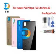 [ YD parts ] Battery cover For Huawei P20 P20 pro P20 Lite /Nova 3E P30 Lite P30 pro Back Battery Cover Housing Glass Case Replacement Free Repair Tools