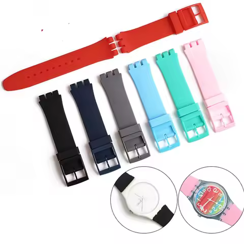 Black Watchband for Swatch Strap Buckle Silicone Watch band 17mm 19mm 20mm Rubber Strap16MM Watch ac