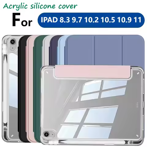 Acrylic Silicone Crystal Clear with Pencil Slot for IPad Air IPad (A16) 11th Gen 10th Gen 11inch 202
