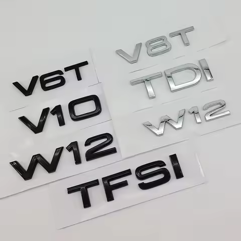 3D ABS Car Sticker TDI TFSI V6T V8T V10 W12 Logo Emblem Trunk Badge Decal For Audi A3 A4 A5 A6 A8 Q3