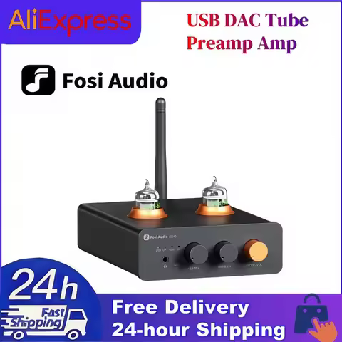Fosi Audio GR40 Bluetooth USB DAC Headphone Amplifier Tube Preamp and Headphone Amp with 5654W tubes