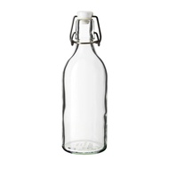 Bottle with stopper, clear glass 1L
