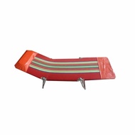 3-Fold Field Bed Red Velvet Fabric Reclining