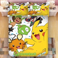 Pokémon Bed set 3D printed fitted Bedsheet pillowcase Single/Super single/queen/king customize beddings korean cotton