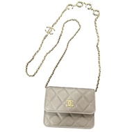Chanel coco鏈條 灰色 小廢包